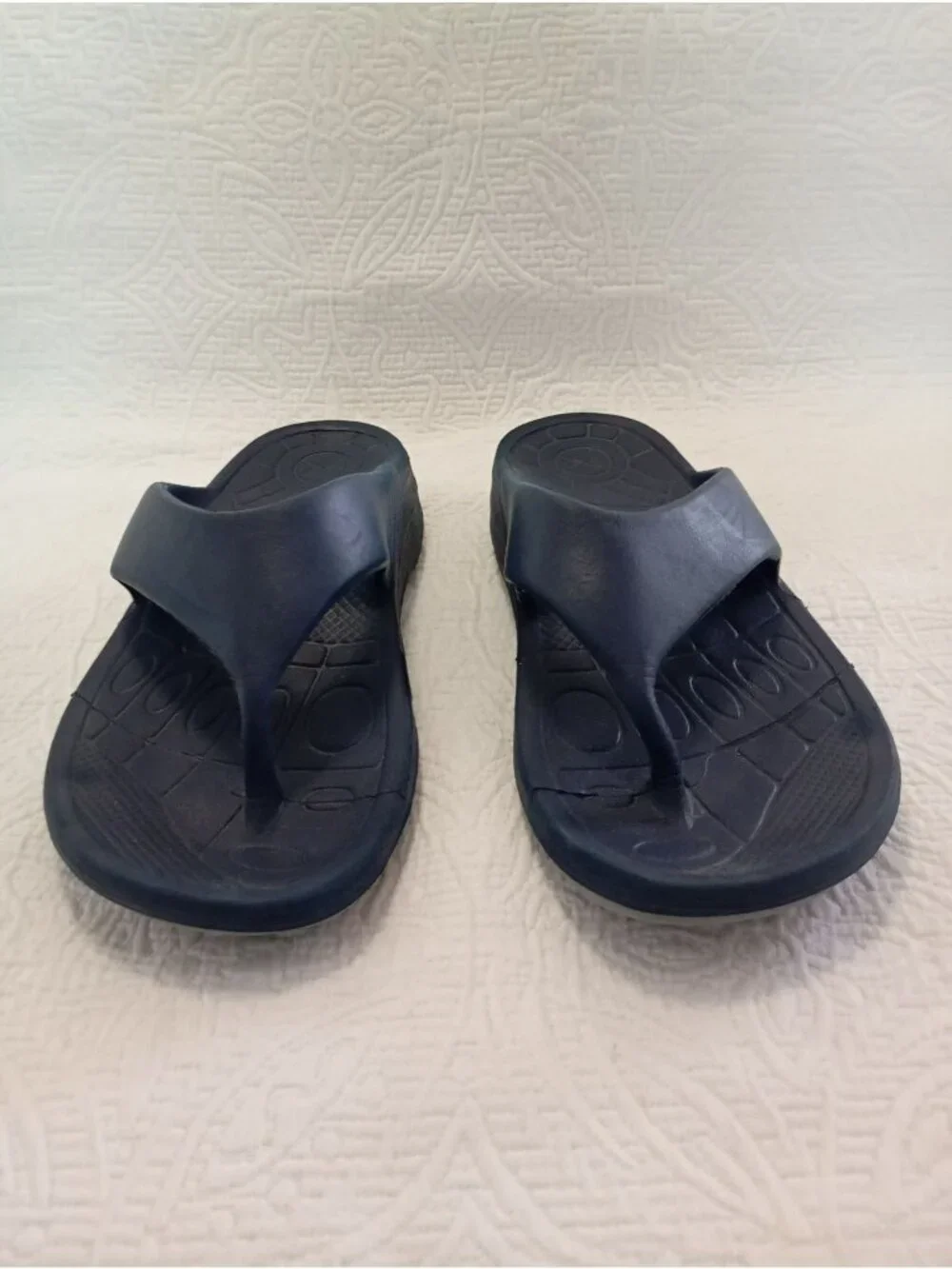 Aetrex Mens Navy Orthotic Sandals Size 10 Comfortable Arch Support Flip-Flops